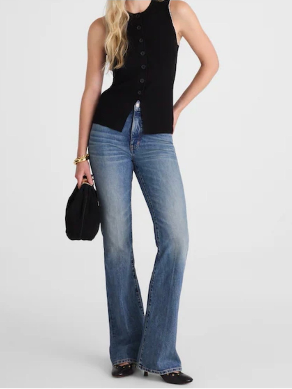 NWT Madewell Sleeveless Merino Wool Blend Button-Front Knit Top-Size XL - Picture 3 of 8